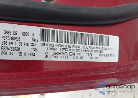 2012 Ram 1500 St from USA, damaged, VIN 1C6RD6KTXCS138764
